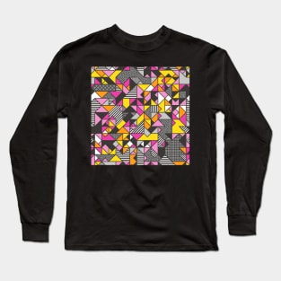 Geometric Shapes and Triangles Pink Long Sleeve T-Shirt